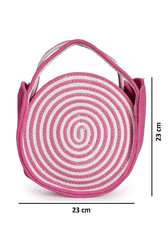 FABINALIV Pink Geometric Braided Women Cotton Sling Bag (FLHB-1016-Pink) - Image 3